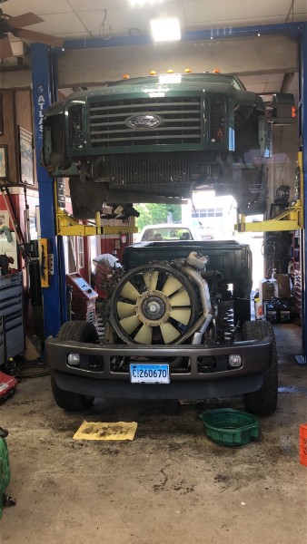 Heavy truck on lift